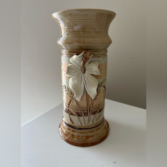 Whole Earth Clay Works | Vintage Tall Vase | Floral - Picture 1 of 8